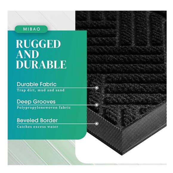 Door Mat Indoor Outdoor, Waterproof Doormat, Absorbent Door Mat, 29.5" x 17" - Picture 5 of 7